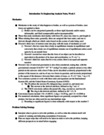 Introduction To Engineering Analysis Notes Week I