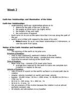Weather and Climate - Earth-Sun Relationships and Illumination of the Globe