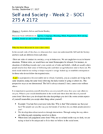 SOCI 275, Week 2, Class notes.