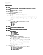 Psychology 100, Notes, Week 1