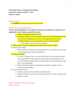 Evolutionary Psychology, Study Guide for Exam I