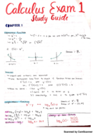 Calculus 1 Exam 1 Study Guide
