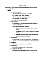 Psychology Notes on Memory