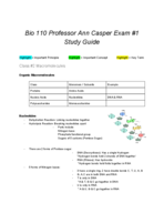 Bio 110, Ann Casper, Class Notes