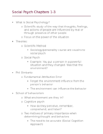 Social Psych Notes (Chapters 1-3)