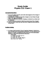 Physics 212: Study Guide for Exam 1 