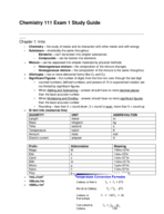 Chemistry 111 Exam 1 Study Guide