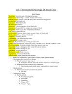 Unit 1 Study Guide- Movement and Physiology