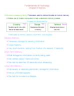 Fundamentals of Psychology, Week 6 notes, Chapter 6.