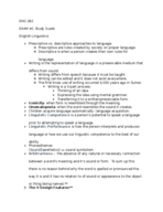 English Linguistics Exam 1 Studyguide