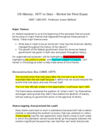 HIST 1320 .007 Exam 1 Study Guide for Jason Mellard's Class