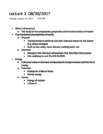 Chem 211 Lecture 1 Notes