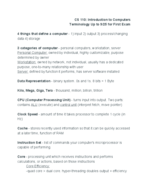 CS 110: Introduction to Computers Terminology Up to 9/25 for First Exam