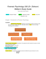 Forensic Science 330 Exam 1 Sudy Guide