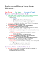 Environmental Biology Study Guide Midterm #1