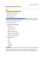 HIST 122 Class Notes | Islamic World and Science