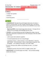 Introduction To Culture (ANTH 202) - Midterm Study Guide