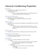 Classical Conditioning Properties