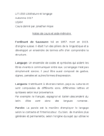 LIT1555 - Littérature et langage - Aide-mémoire