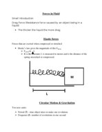 Drag Force, Elastic Force, Circular Motion and Gravitation