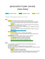 Biodiversity, Week 8 notes
