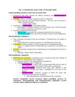 ACCT 201H Ch 6 Notes: Inventory and Cost of Goods Sold