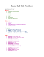 Español Midterm Study Guide