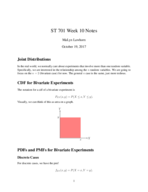 ST 701 Week 10 Notes