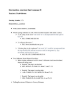 Intermediate American Sign Language II Week 8