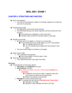 BIOL 2051 Exam 1 Lecture Outline