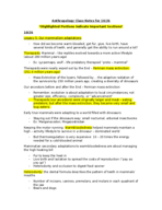 Anthropology Week 9 Notes Legacy 5: Our mammalism adaptations