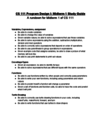 CS 111 Program Design I: Midterm 1 Study Guide