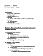 Abnormal Psych October 31 Lecture Notes