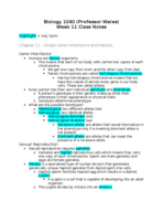 Biology 1040 Week 11 Notes