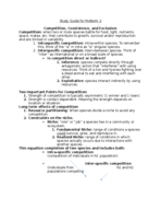 Study Guide for Ecology (BIO 370) Midterm 2