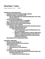 Abnormal Psych November 7 Lecture Notes