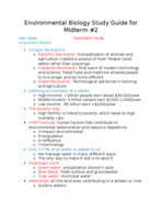 Environmental Biology Study Guide for Midterm #2