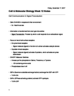 Cell & Molecular Biology Week 12 Notes