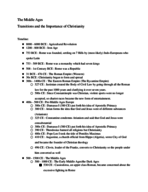 HIS 1501, Week 12 Notes - The Middle Ages