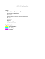 CSCI 142 Final Study Guide