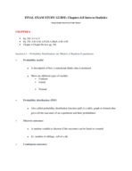 INTRO TO STATS: Final Exam Study Guide, Ch. 6-8