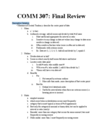 Comm 307-01, Week 15 Final Exam Study Guide