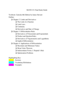 MATH 151 Final Study Guide