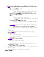 Greek and Roman Culture: Final Study Guide