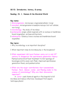 BIO 3140 Microbiology for Health Professions Study Guides- Ch. 1 Humans and the Microbial World, Ch. 2 Microscopy and Staining Methods, Ch. 3 Cell Structure