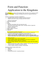 Form and Function: Application to organisms