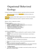 Organismal/ Behavioral Ecology