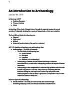 1/8/18 An Introduction to Archaeology