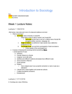 Sociology 1 Week 1 Lecture Notes