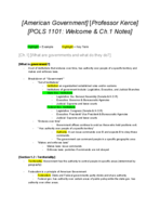 POLS 1101: Welcome and Ch.1 Notes